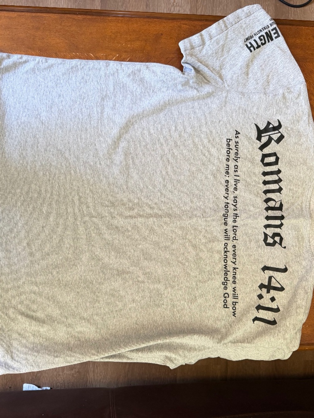 HolStrength Romans 14:11 Oversized Christian T-Shirt Heather Grey 3XL
